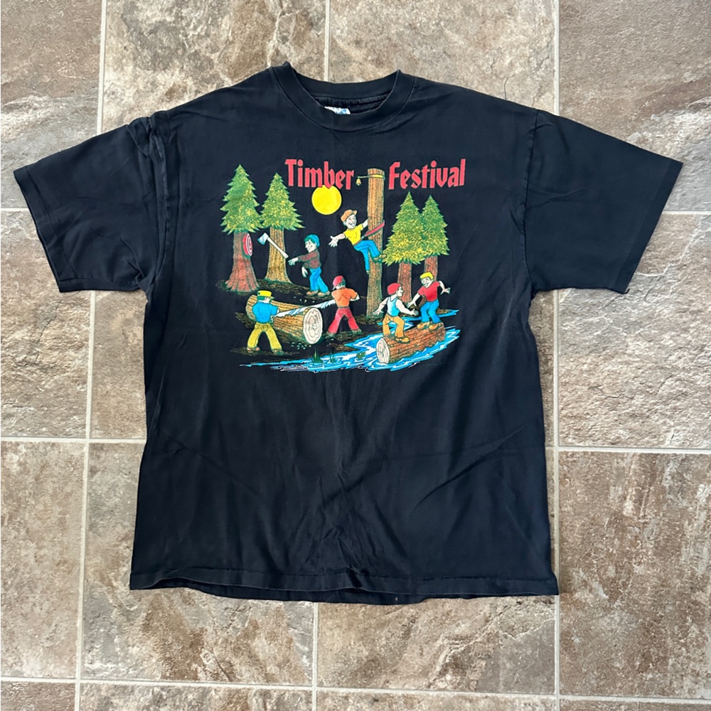 Vintage 90s (1993) “ Timber Festival” Single Stitch Sz Large Shirt Made In USA